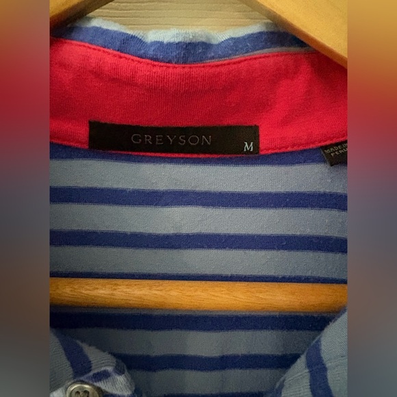 Greyson men’s Erie polo blue stripe size medium Pima cotton blend - Picture 3 of 11